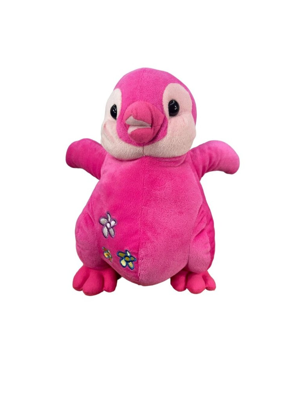 Wild Republic 11 Inch Pudgie Pink Flower Belly Penguin Stuffed Plush Preowned